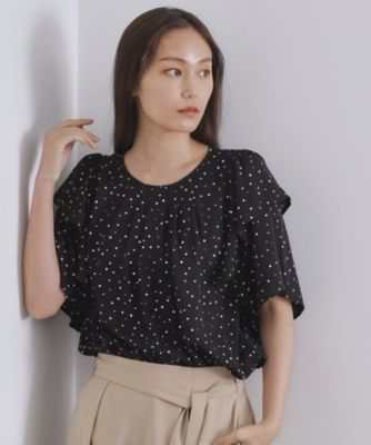 【SALE】OPAQUE.CLIP (Women)/オペークドットクリップ ランダムドットフリルブラウス(2002536735) クロ119 トップス【三越伊勢丹/公式】