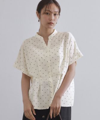 ブラウス シャツ コットンシルクシャンブレー ペタルスリーブブラウス レディース コットンシルクシャンブレー ペタルスリーブブラウス | maison