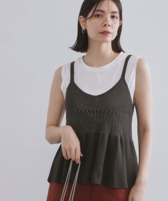 【SALE】OPAQUE.CLIP (Women)/オペークドットクリップ カギ針風ニットキャミビスチェ(2002536738) グレー014 トップス【三越伊勢丹/公式】