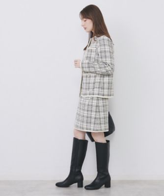 チェックツイードジャケットコート／セットアップ対応【洗える