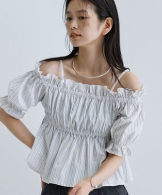 ＜GALLEST (Women)＞【一部店舗限定】オフショルシャーリングブラウス（２００２５３６７９１）