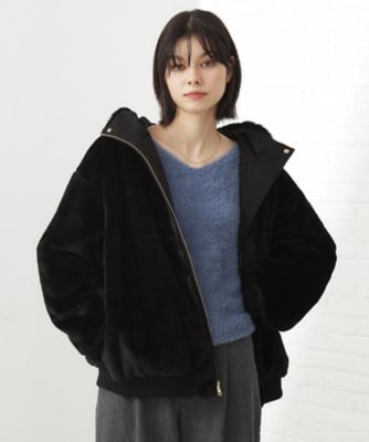 新品♡troisフェイクファースエード　リバーシブルブルゾン trois トロワ ファーフードブルゾン T246-83046 レディース