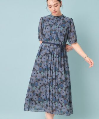 SUNAUNA (Women)/スーナウーナ【 & yours project/SS~L】レース柄プリーツワンピース(2002536960) アオ194 ワンピース・ドレス【三越伊勢丹/公式】