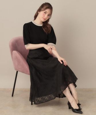 美品 ebure シアーチェックオーガンジー プリーツ スカート 97900円 ツイーディチェックオーガンジースカート（2002422494