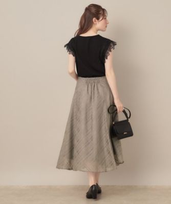 美品 ebure シアーチェックオーガンジー プリーツ スカート 97900円 美シルエット・通勤】シアーチェックオーガンジースカート