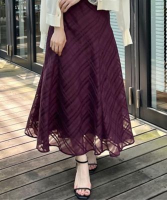 美品 ebure シアーチェックオーガンジー プリーツ スカート 97900円 女性らしさ引き立つ】シアーチェックスカート（ミモレスカート