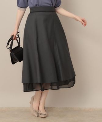 マシンウォッシャブル・美シルエット】裾シアーフレアスカート