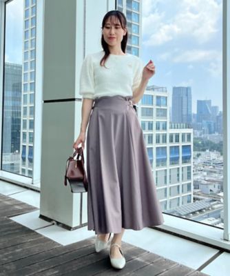 着映え・5分袖・フェミニン】ラメフェザー半袖ニット