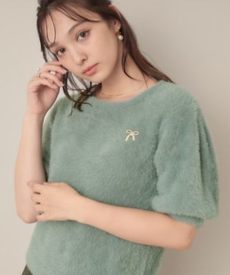 【美品】CFCL 半袖　リブ　ラメ　ニット　ポートレイト　サイズ3 着映え・5分袖・フェミニン】ラメフェザー半袖ニット