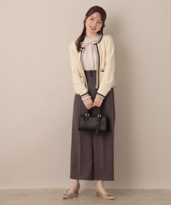 高見え・通勤・大人可愛い】配色総針スカラカーディガン