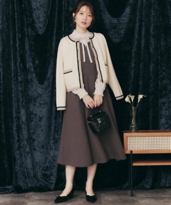 高見え・通勤・大人可愛い】配色総針スカラカーディガン