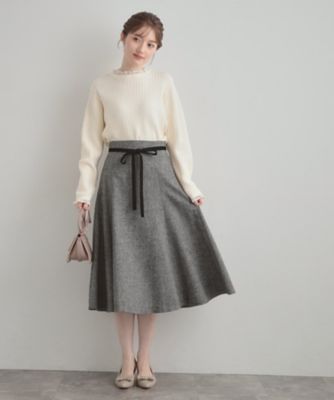 大人上品・着映え】ケーブルレース バックリボンニット 