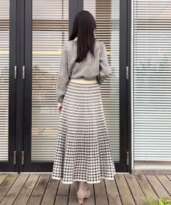 クラシカル・大人レディ】千鳥ジャカードパール調タイニットトップス