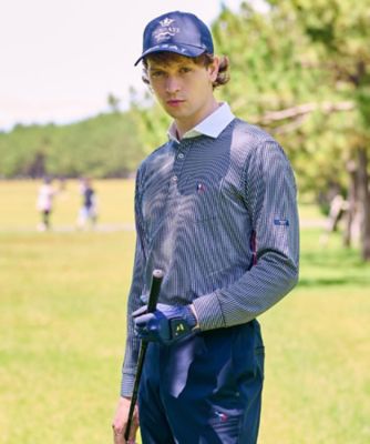 新レーベル ADABAT NAVY】吸水速乾 サッカーストライプ長袖