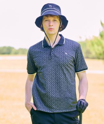 【新品】adabat　アダバット　メンズ　ゴルフウェア　半袖　ネイビー　遮熱UV 新レーベル ADABAT NAVY】遮熱 フルールドリスポロシャツ