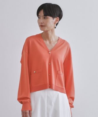 AURALEE オレンジ Vネックカーディガン シアーVネックオーバーサイズニットカーディガン【メール便可