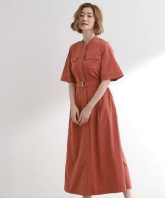 【SALE】GROVE (Women)/グローブ 軽やかに決まる ワークシャツワンピース(2002538126) ベイクアプリコット069 ワンピース・ドレス【三越伊勢丹/公式】