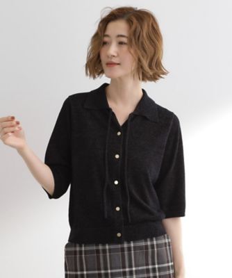 ＜GROVE (Women)＞華やぐラメモールで秋先取り　衿付きプルオーバーニット（２００２５３８２３０）