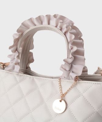 2WAY】持ち手フリルキルティングトートバッグ