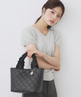 2WAY】持ち手フリルキルティングトートバッグ