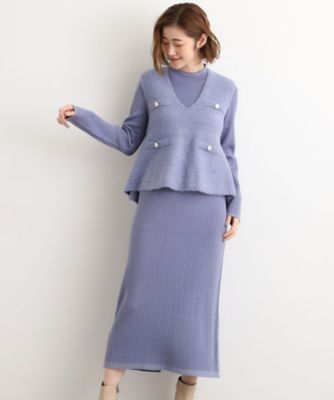 Mame Kurogouchi ぺプラム　ニット　ワンピース 2点SET／体型カバー】一枚で決まる、ペプラムベスト×ニット