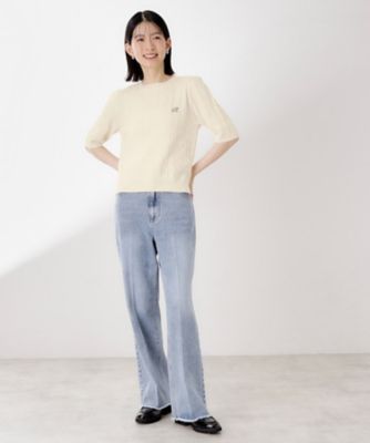 刺繍入りケーブルニット半袖（2002538549） | THE