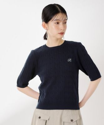 刺繍入りケーブルニット半袖（2002538549） | THE