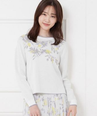 ＜CORDIER (Women)＞【入卒セレモニー／おでかけ／Ｍ～３Ｌサイズ／セットアップ】フラワージャカードプルオーバーニット（２００２５３８５７４）