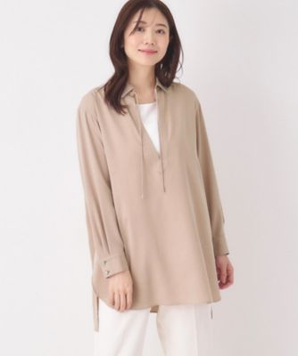 ＜CORDIER (Women)＞【Ｍ～４Ｌサイズ／洗える】サンドウォッシュ　チュニックブラウス（２００２５３８５９１）