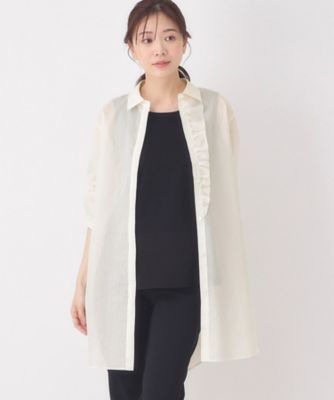 ＜CORDIER (Women)＞【Ｍ～３Ｌサイズ／洗える】エアリーストライプチュニックブラウス（２００２５３８５９２）