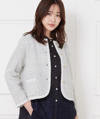 ＜CORDIER (Women)＞【入卒セレモニー／おでかけ】ツイーディーヤーンニットジャケット（２００２５３８６０９）