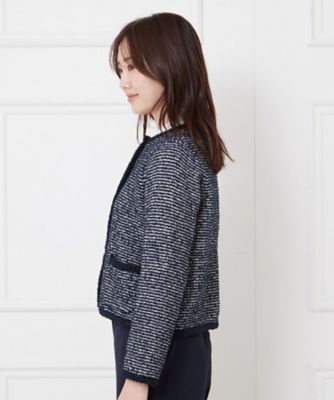 入卒セレモニー／おでかけ】ツイーディーヤーンニットジャケット