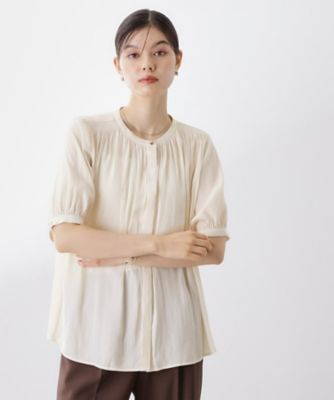Vネックボウタイ風シフォン七分袖ブラウス | FLOLIA (Women