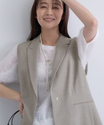 ＜INDIVI L (Women/大きいサイズ)＞【セットアップ可能】凹凸ストレッチ素材テーラードカラージレジャケット（２００２５３８８６１）