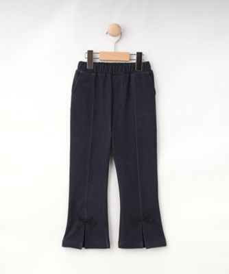 100－150cm】デニム風ジャージフレアパンツ