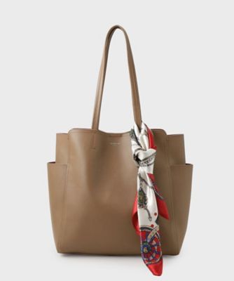 A4サイズ対応】スカーフ付き裏スエード調合成皮革トートバッグ