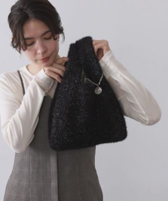 OPAQUE.CLIP (Women)/オペークドットクリップ メタルチャーム付きラメニットバッグ(2002538995) クロ019 ハンドバッグ【三越伊勢丹/公式】