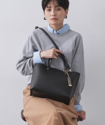 2WAY／名品】バイカラー3層ミドルトートバッグ