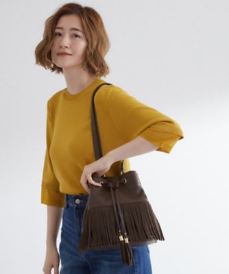 スエードフリンジ巾着ショルダーバッグ（2002539090