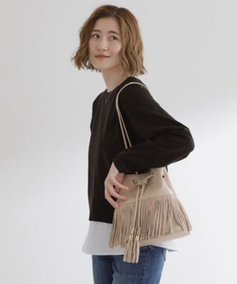 スエードフリンジ巾着ショルダーバッグ（2002539090