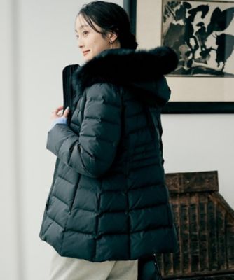 【23区】黒ダウンコート　取り外しフード付き(46号) ￼美品 UNTITLED（アンタイトル） ダウンコート ダウンジャケット 「撥水