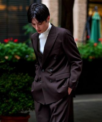 THE SUIT COMPANY【極美品】ダブル ブラウン THERMOLITE セットアップ可】ブラウンツイル ダブルジャケット