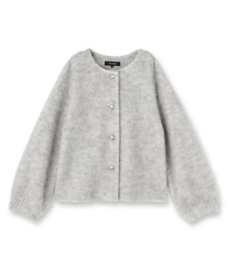 ジャケット風／メタルボタン】アルパカ混シャギーカーディガン