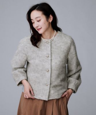 ジャケット風／メタルボタン】アルパカ混シャギーカーディガン