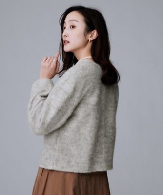 ジャケット風／メタルボタン】アルパカ混シャギーカーディガン