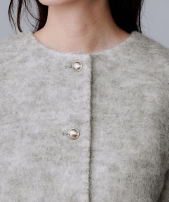 ジャケット風／メタルボタン】アルパカ混シャギーカーディガン