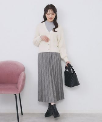 ラメフェザーヤーンVネックカーディガン【洗濯機OK