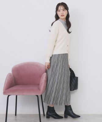 ラメフェザーヤーンVネックカーディガン【洗濯機OK