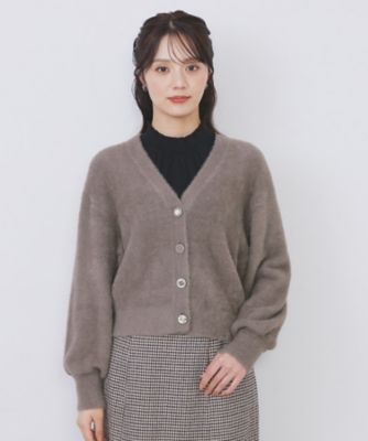 ラメフェザーヤーンVネックカーディガン【洗濯機OK
