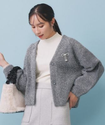タグ付き新品 ZHOR&amp;NEMA カーディガン ラメミックス編み エルボーパッチ 80s USA製 L.L.Bean パチポケ&エルボーパッチ サドルショルダー